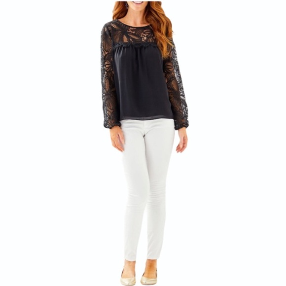 LILLY PULITZER Keegan Black Lace Top - Picture 3 of 5
